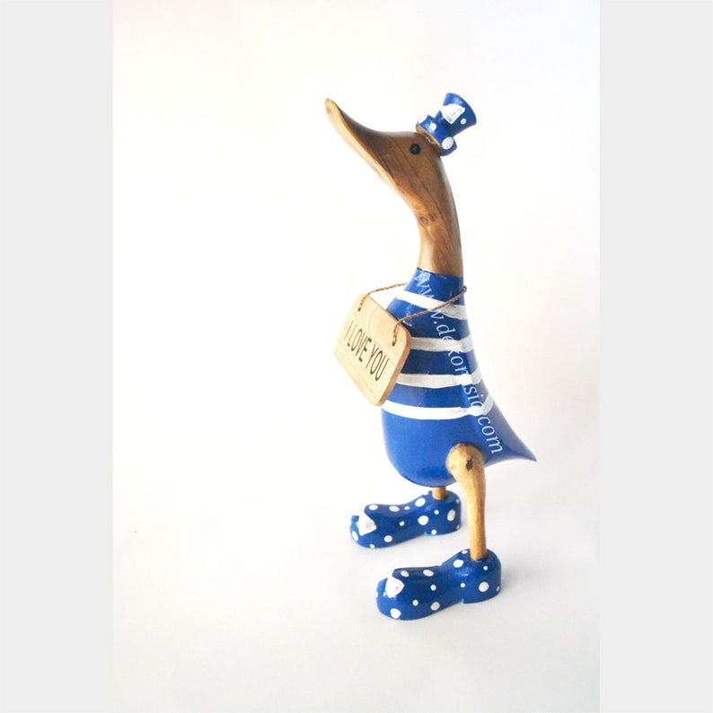 Stripe Dark Blue bamboo duck, duck craft, duck decoration, bamboo craft, bali bamboo duck, duck handmade | Free Shipping